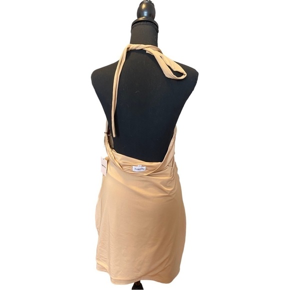 NWT superdown Michelle Wrap Mini Dress in Nude - Picture 5 of 13